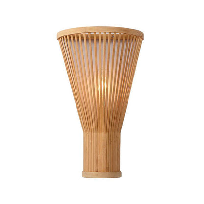 Rynx | Minimalist Tapered Wall Lamp Bamboo Single Living Room Wall Lamp Fixture in Wood