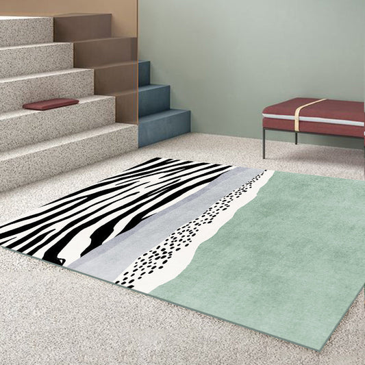 Rynx | Simple Color Blocked Rug Multicolored Polyester Rug with Non-Slip Back Pet-Friendly Living Room Rug for Decoration