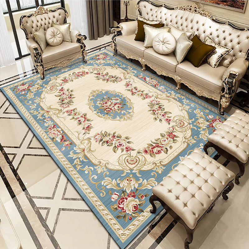 Rynx | Multicolored living room carpet American floral design carpet synthetic easy-care non-slip carpet