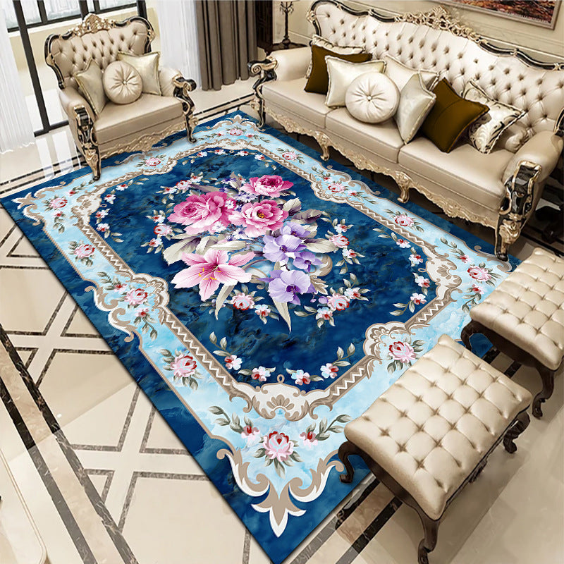 Rynx | Multicolored living room carpet American floral design carpet synthetic easy-care non-slip carpet