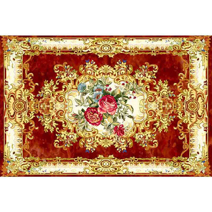 Rynx | Multicolored living room carpet American floral design carpet synthetic easy-care non-slip carpet