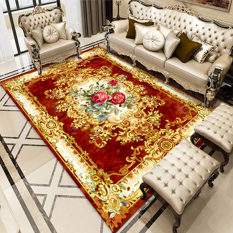 Rynx | Multicolored living room carpet American floral design carpet synthetic easy-care non-slip carpet