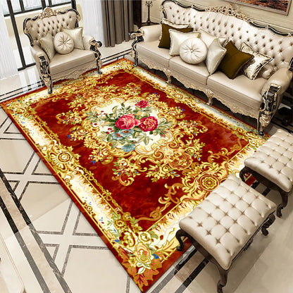 Rynx | Multicolored living room carpet American floral design carpet synthetic easy-care non-slip carpet