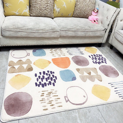Rynx | Lovelij Kids Room Rug Multi Color Cartoon Pattern Rug Polyester Non-Slip Stain Resistant Rug