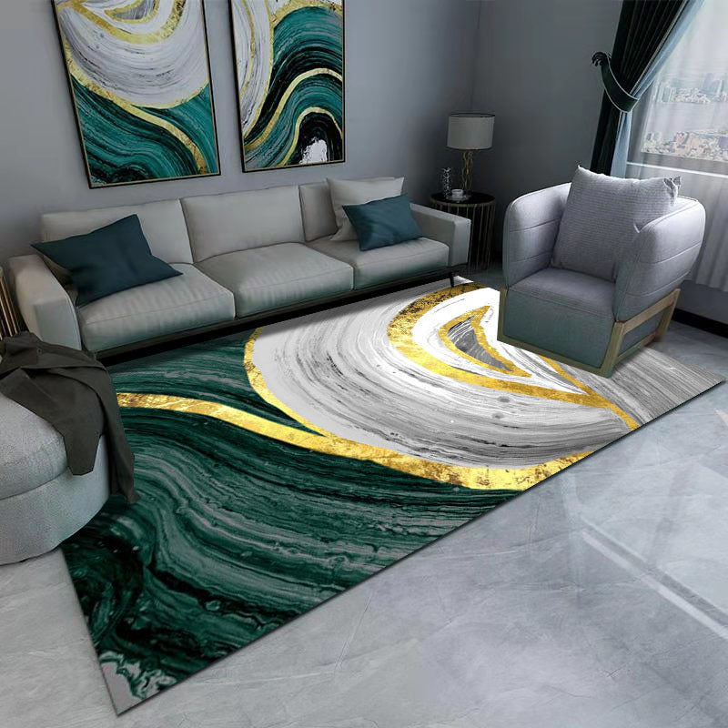 Rynx | Contemporary geometric print rug Multicolor polypropylene rug non-slip backing machine washable rug for the living room Gray-White