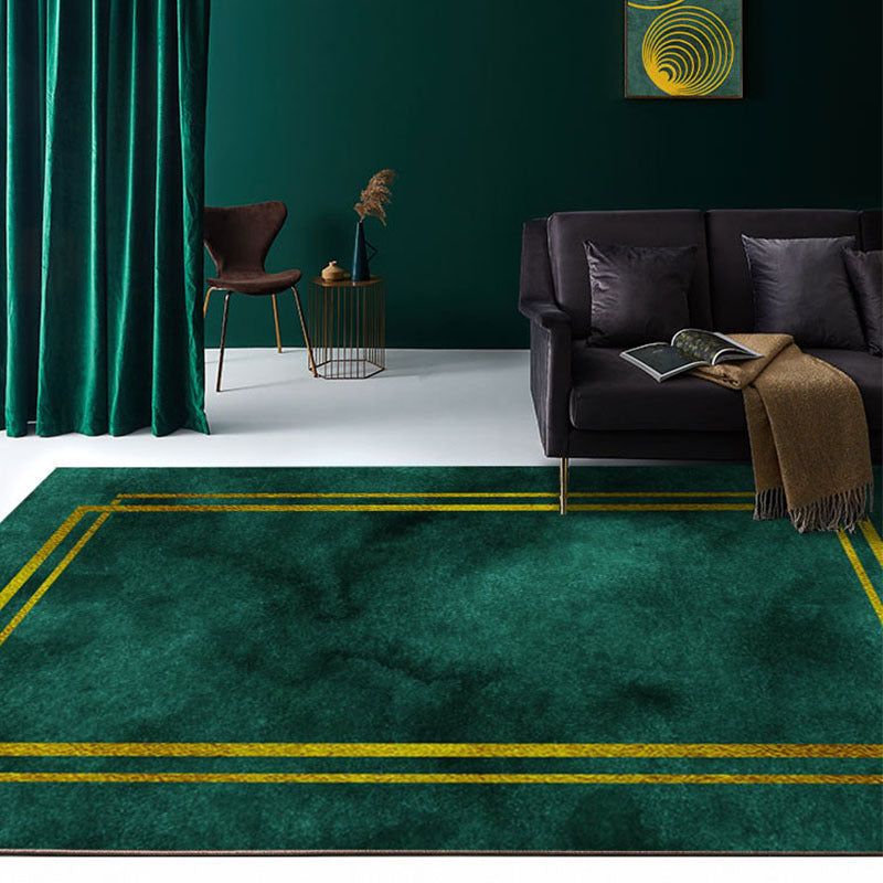 Rynx | Contemporary geometric print rug Multicolor polypropylene rug non-slip backing machine washable rug for the living room Green