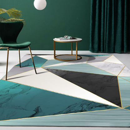 Rynx | Contemporary geometric print rug Multicolor polypropylene rug non-slip backing machine washable rug for the living room White-Grey