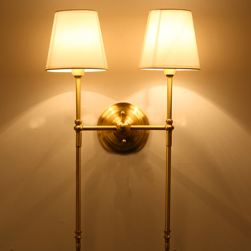 Rynx | Bucket Shadow Fabric Wall Mount Light Traditional Hall Wall Light Fixture in Brass