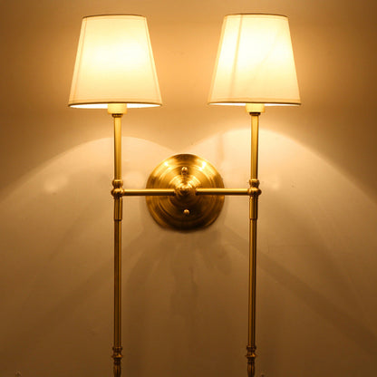 Rynx | Bucket Shadow Fabric Wall Mount Light Traditional Hall Wall Light Fixture in Brass