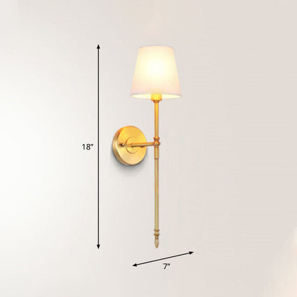 Rynx | Bucket Shadow Fabric Wall Mount Light Traditional Hall Wall Light Fixture in Brass