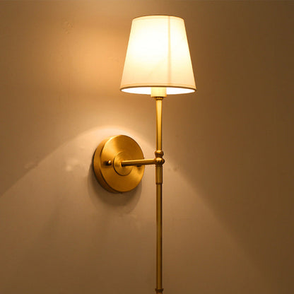 Rynx | Bucket Shadow Fabric Wall Mount Light Traditional Hall Wall Light Fixture in Brass