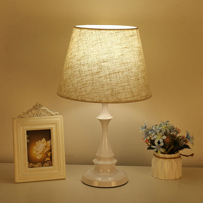 Rynx | LuxeBeam Iron Nightstand Lamp – Minimalist Table Lamp with Conical Fabric Shade