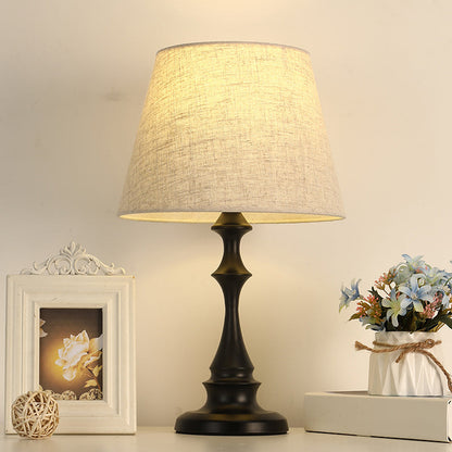 Rynx | LuxeBeam Iron Nightstand Lamp – Minimalist Table Lamp with Conical Fabric Shade