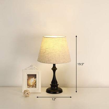 Rynx | LuxeBeam Iron Nightstand Lamp – Minimalist Table Lamp with Conical Fabric Shade
