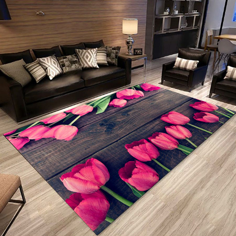 Rynx | Multicolored trendy rug, polypropylene, floral printed rug with non-slip backing, pet-friendly rug for the living room