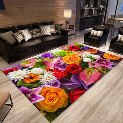 Rynx | Multicolored trendy rug, polypropylene, floral printed rug with non-slip backing, pet-friendly rug for the living room