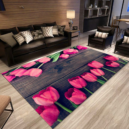 Rynx | Multicolored trendy rug, polypropylene, floral printed rug with non-slip backing, pet-friendly rug for the living room