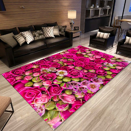 Rynx | Multicolored trendy rug, polypropylene, floral printed rug with non-slip backing, pet-friendly rug for the living room