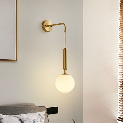Rynx | Gold Finish Mini Globe Wall Light Sconces Minimalism 1-Bulb Cream Glass Wall Lighting