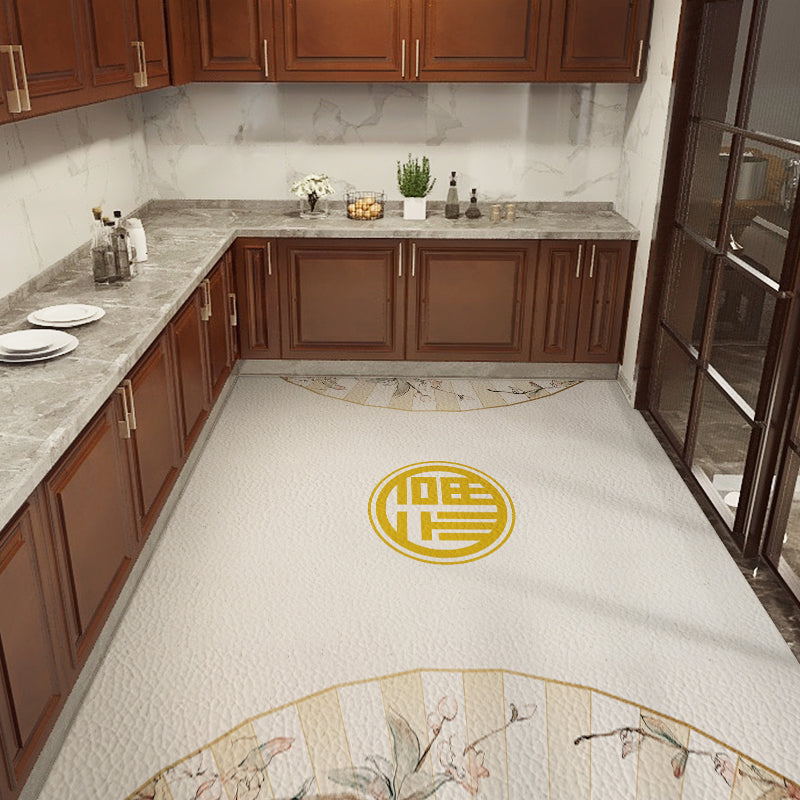 Rynx | Classical Printed Rug Multi Color Oriental Rug PU Leather Stain Resistant Easy Care Anti-Slip Rug for Kitchen