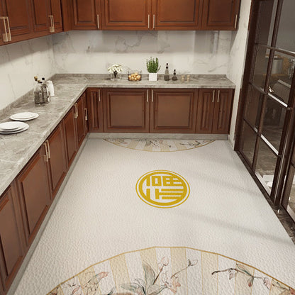 Rynx | Classical Printed Rug Multi Color Oriental Rug PU Leather Stain Resistant Easy Care Anti-Slip Rug for Kitchen
