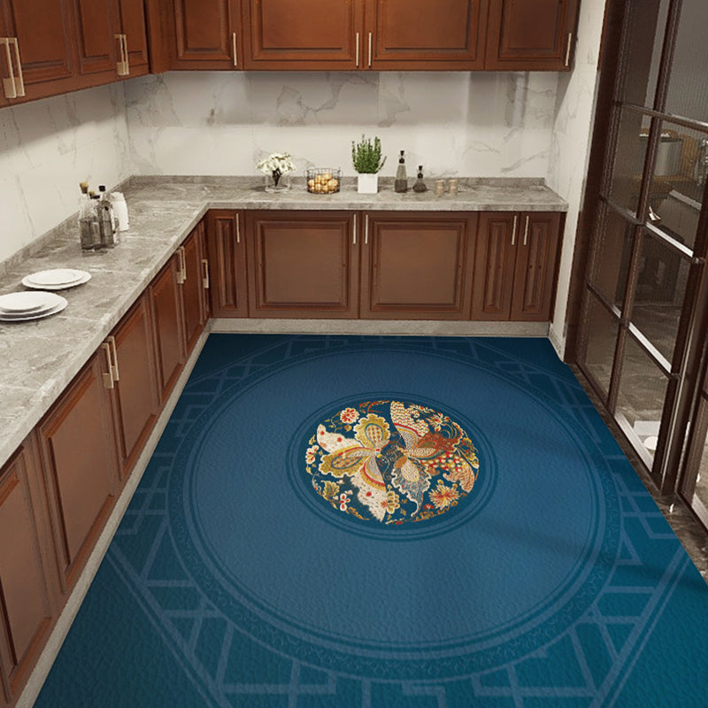 Rynx | Classical Printed Rug Multi Color Oriental Rug PU Leather Stain Resistant Easy Care Anti-Slip Rug for Kitchen