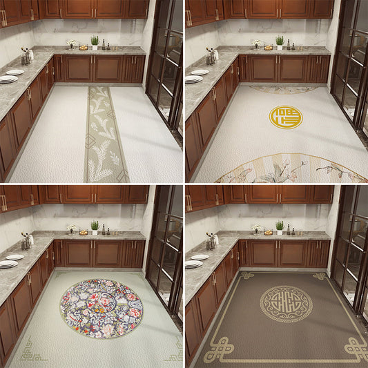 Rynx | Classical Printed Rug Multi Color Oriental Rug PU Leather Stain Resistant Easy Care Anti-Slip Rug for Kitchen