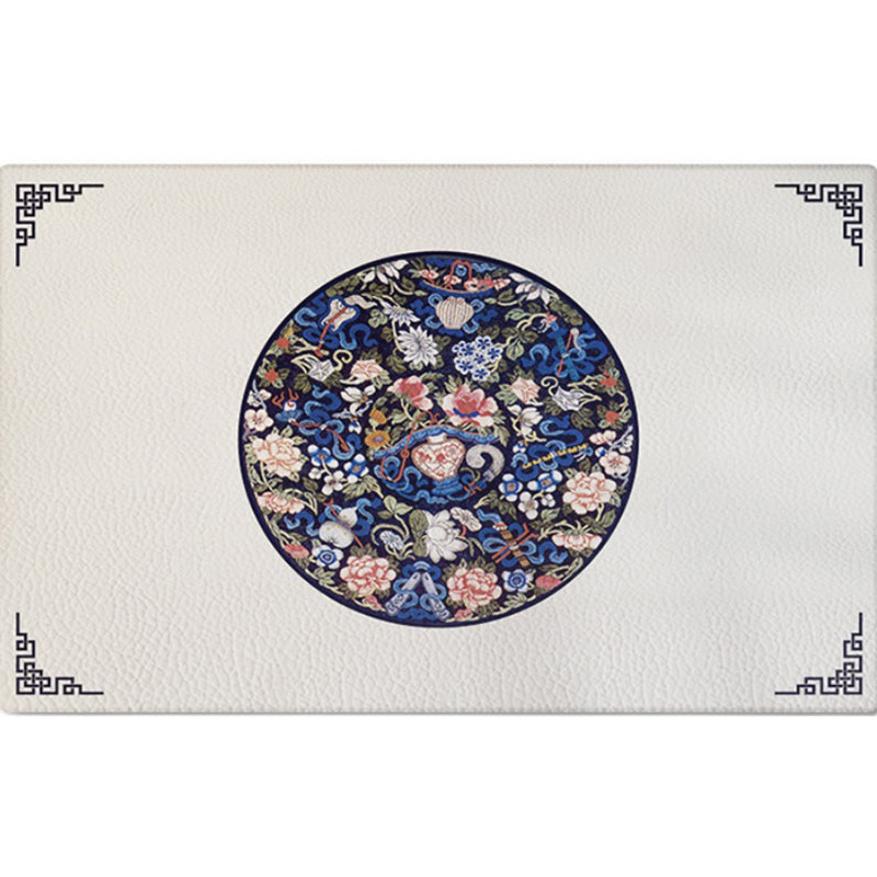 Rynx | Classical Printed Rug Multi Color Oriental Rug PU Leather Stain Resistant Easy Care Anti-Slip Rug for Kitchen