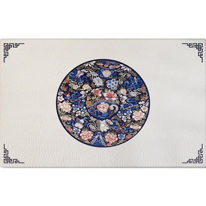 Rynx | Classical Printed Rug Multi Color Oriental Rug PU Leather Stain Resistant Easy Care Anti-Slip Rug for Kitchen