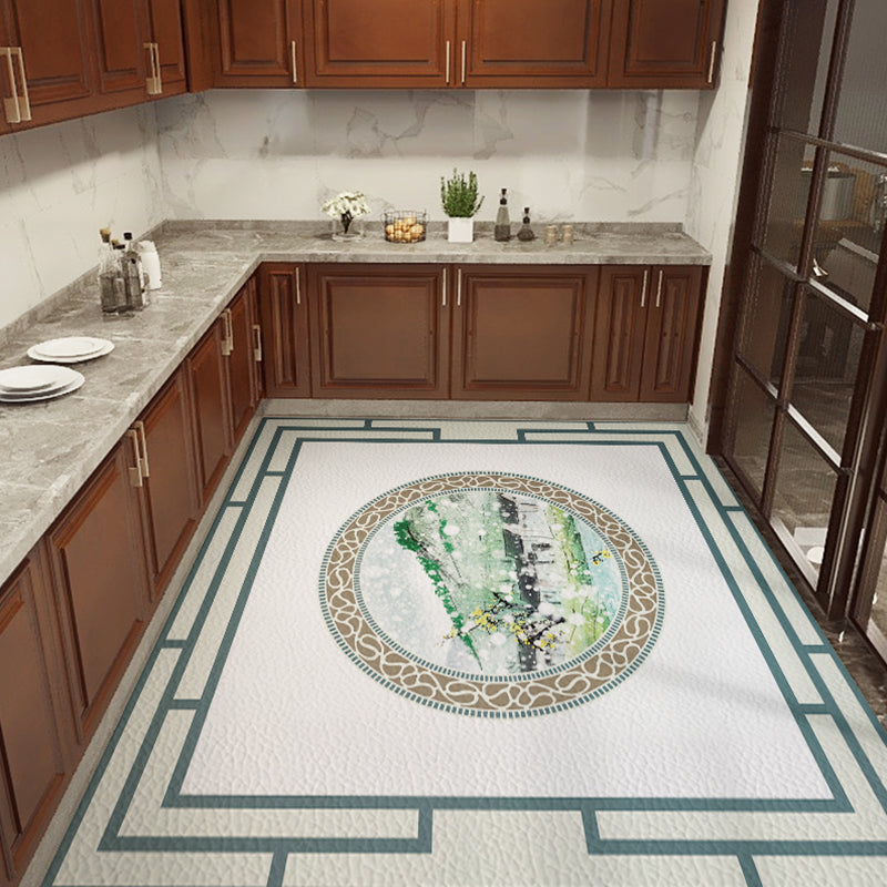 Rynx | Classical Printed Rug Multi Color Oriental Rug PU Leather Stain Resistant Easy Care Anti-Slip Rug for Kitchen
