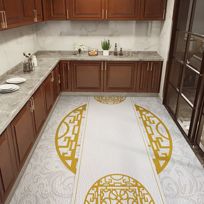Rynx | Classical Printed Rug Multi Color Oriental Rug PU Leather Stain Resistant Easy Care Anti-Slip Rug for Kitchen