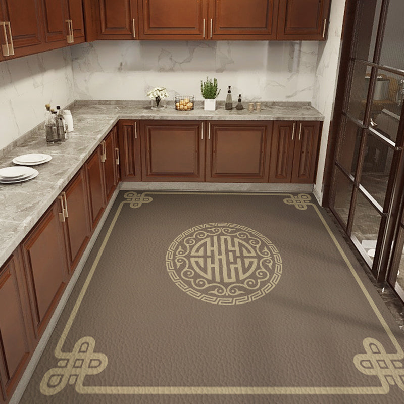 Rynx | Classical Printed Rug Multi Color Oriental Rug PU Leather Stain Resistant Easy Care Anti-Slip Rug for Kitchen
