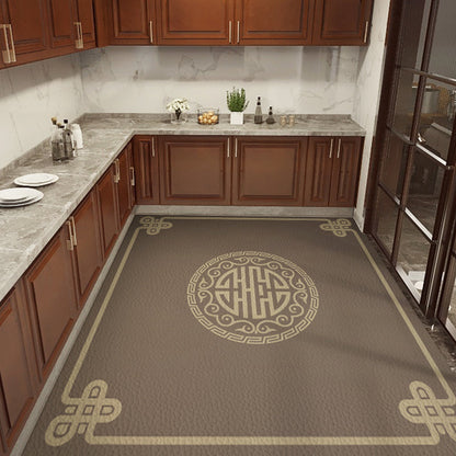 Rynx | Classical Printed Rug Multi Color Oriental Rug PU Leather Stain Resistant Easy Care Anti-Slip Rug for Kitchen