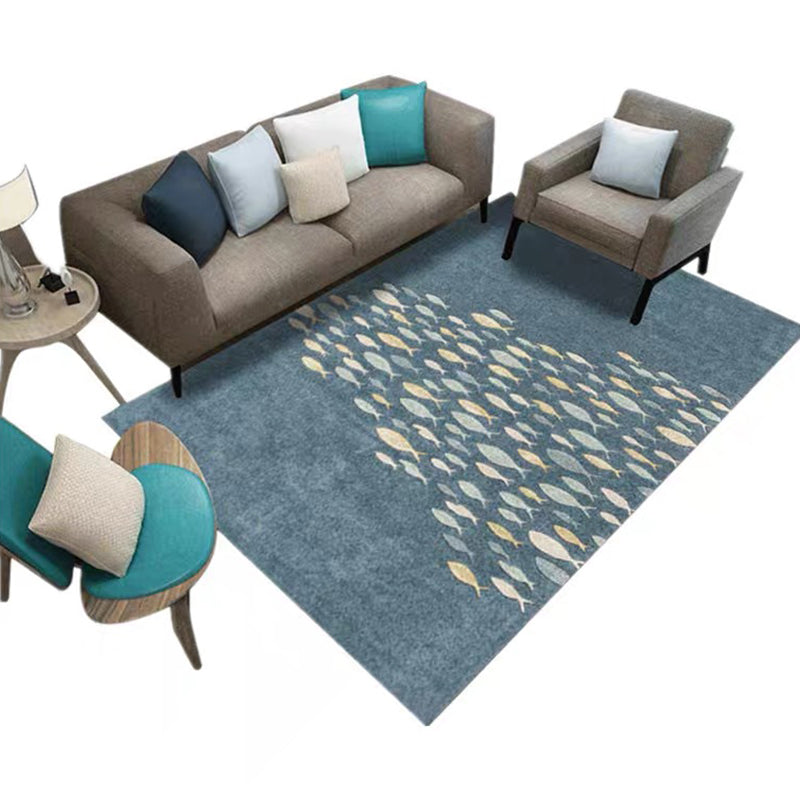 Rynx | Japanese Painting Printed Rug Multi Color Synthetics Rug Non-Slip Backing Pet-Friendly Rug for Drawing Room