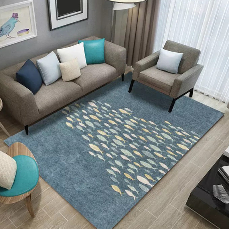 Rynx | Japanese Painting Printed Rug Multi Color Synthetics Rug Non-Slip Backing Pet-Friendly Rug for Drawing Room