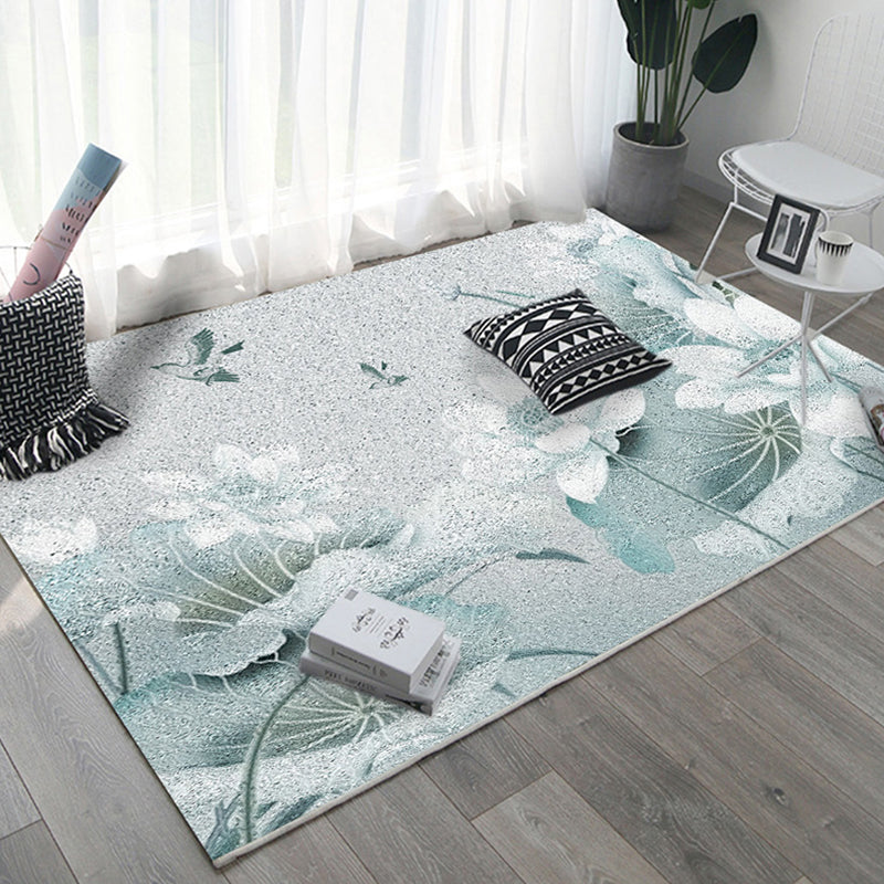 Rynx | Oriental Home Rug Multi Colored Ink Painting Flower Rug Polyester Washable Non-Slip Pet-Friendly Rug