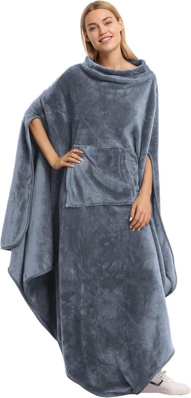 Rynx | Fleece Carry Blanket Poncho - Warm Cozy Travel Wrap Cape