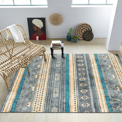 Rynx | Southwest Tribal Print Rug Multicolor Polypropylene Rug Non-Slip Pet Friendly Washable Rug for the Living Room