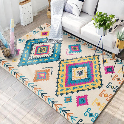Rynx | Southwest Tribal Print Rug Multicolor Polypropylene Rug Non-Slip Pet Friendly Washable Rug for the Living Room