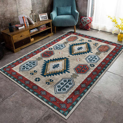 Rynx | Southwest Tribal Print Rug Multicolor Polypropylene Rug Non-Slip Pet Friendly Washable Rug for the Living Room