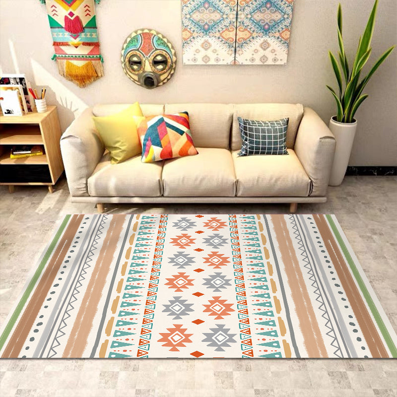 Rynx | Southwest Tribal Print Rug Multicolor Polypropylene Rug Non-Slip Pet Friendly Washable Rug for the Living Room