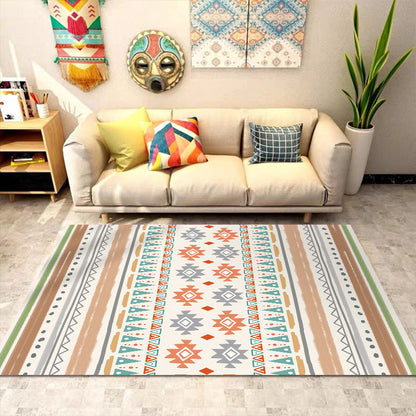 Rynx | Southwest Tribal Print Rug Multicolor Polypropylene Rug Non-Slip Pet Friendly Washable Rug for the Living Room