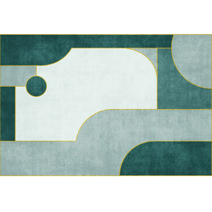 Rynx | Simplicity Colorblock Art Print Rug Multi Color Synthetics Carpet Non-Slip Backing Washable Pet Friendly Rug for Great Room