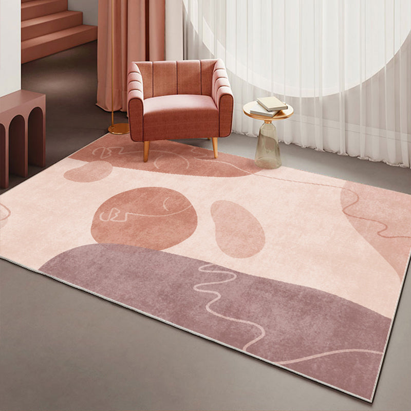 Rynx | Simplicity Colorblock Art Print Rug Multi Color Synthetics Carpet Non-Slip Backing Washable Pet Friendly Rug for Great Room