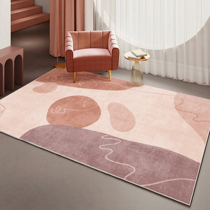Rynx | Simplicity Colorblock Art Print Rug Multi Color Synthetics Carpet Non-Slip Backing Washable Pet Friendly Rug for Great Room