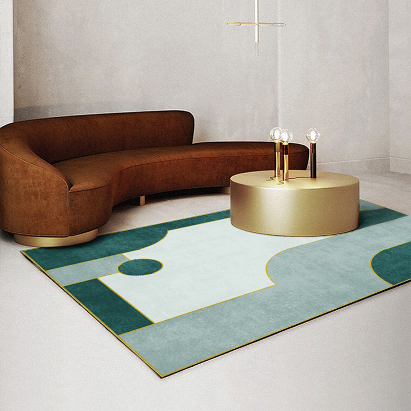 Rynx | Simplicity Colorblock Art Print Rug Multi Color Synthetics Carpet Non-Slip Backing Washable Pet Friendly Rug for Great Room