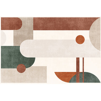 Rynx | Simplicity Colorblock Art Print Rug Multi Color Synthetics Carpet Non-Slip Backing Washable Pet Friendly Rug for Great Room