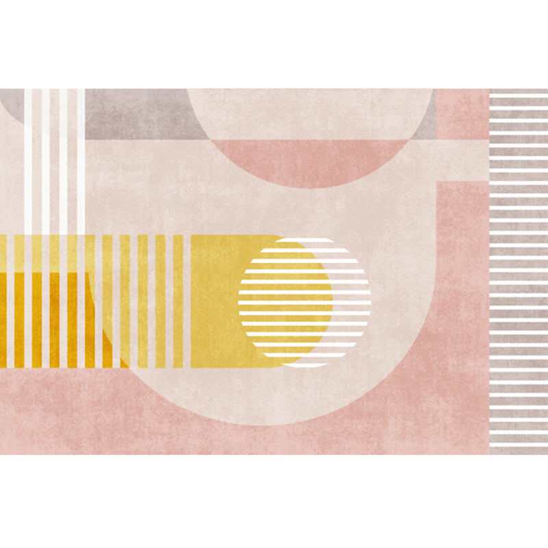 Rynx | Simplicity Colorblock Art Print Rug Multi Color Synthetics Carpet Non-Slip Backing Washable Pet Friendly Rug for Great Room