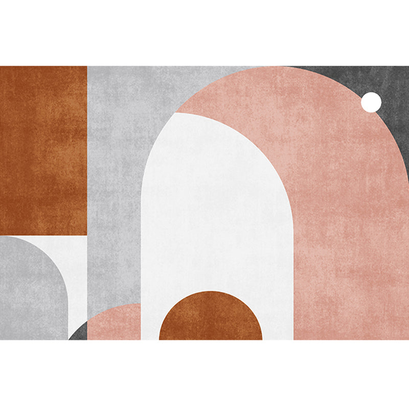 Rynx | Simplicity Colorblock Art Print Rug Multi Color Synthetics Carpet Non-Slip Backing Washable Pet Friendly Rug for Great Room