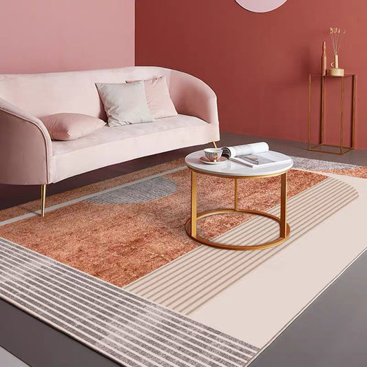 Rynx | Novelty Minimalistic Rug Multi Colored Geometric Colorblock Rug Machine Washable Stain Resistant Anti-Slip Backing Rug for Home